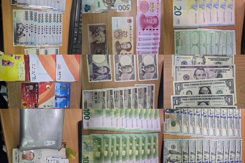 袋内有护照等证件及超过150张货币。(警方提供) 袋内有护照等证件及超过150张货币。(警方提供)