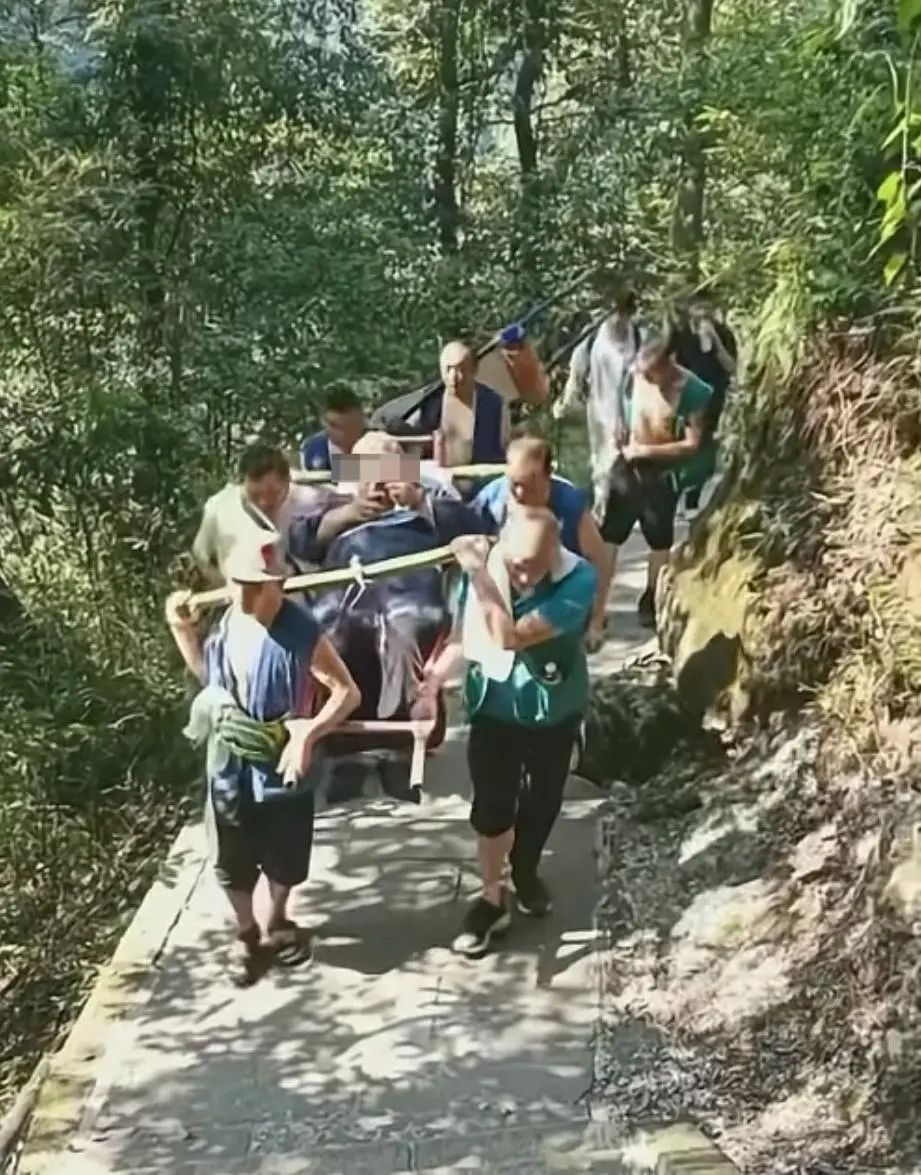 263斤男子花2.21万请9名轿夫抬上峨眉山