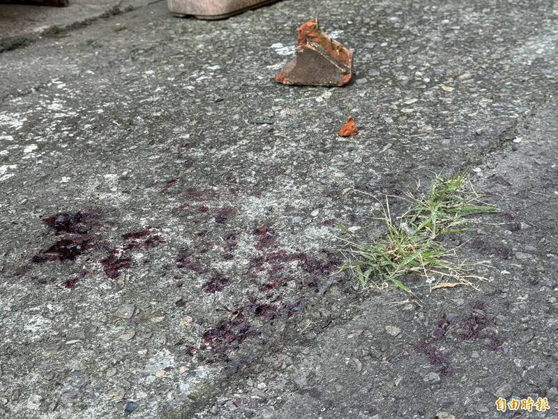 地上满是血迹，令人怵目惊心。（记者许国桢摄）