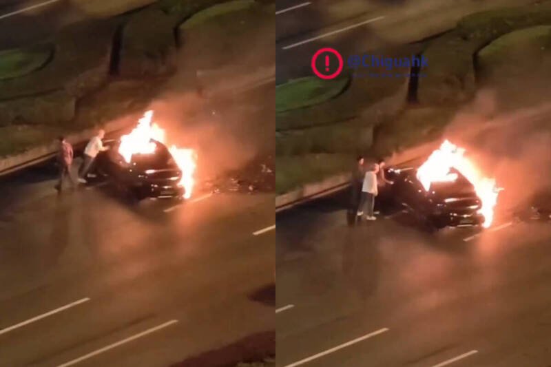 中国成都发生电动车起火意外，使1名驾驶死亡。（撷取自李老师不是你老师X）