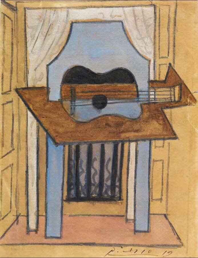 价值60万欧元（约新台币2150万元）、毕卡索的画作《吉他静物》，今日惊传从西班牙马德里运往格拉纳达展览的途中消失。（取自网路）