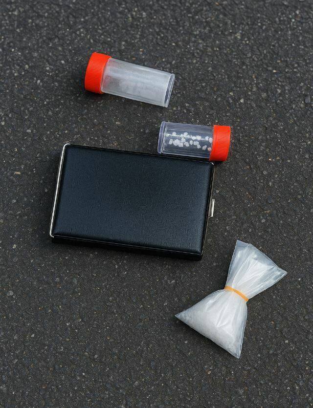 警方从刘嫌车内查获毒品K他命等赃证物。（记者刘庆侯翻摄）