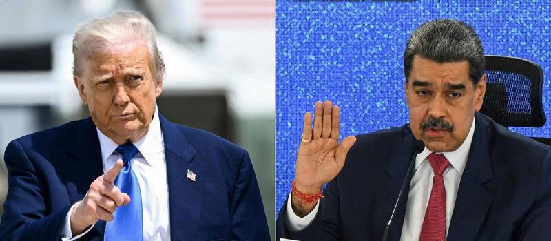 美国总统川普（左）和委内瑞拉总统马杜罗（右）。（法新社档案照）