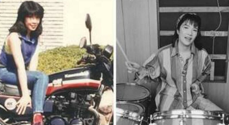高市早苗年轻时曾当过摇滚鼓手还骑重机。（图︰翻摄自X/中日政经评论）