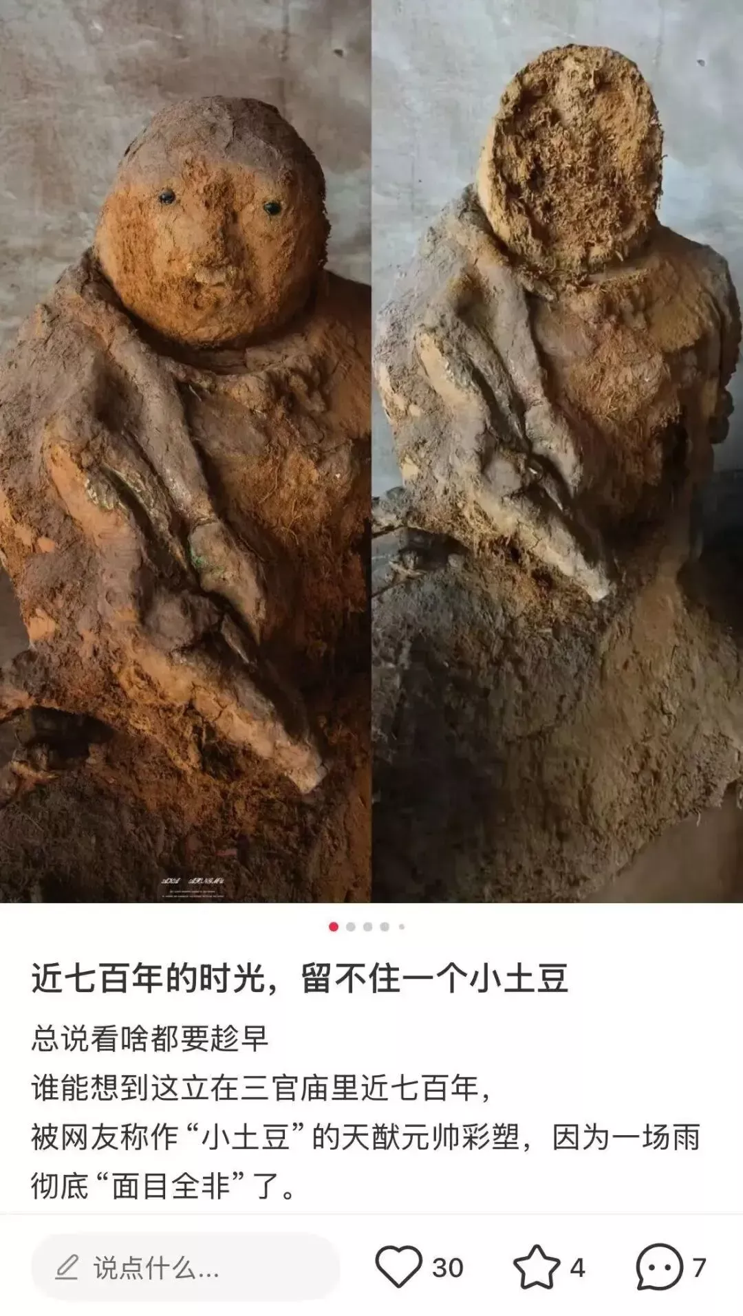 “小土豆”的状况前后对比。（图/小红书截图）