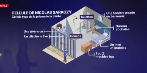 法媒曝光萨科齐牢房照片:看电视要付费 早餐自己做
