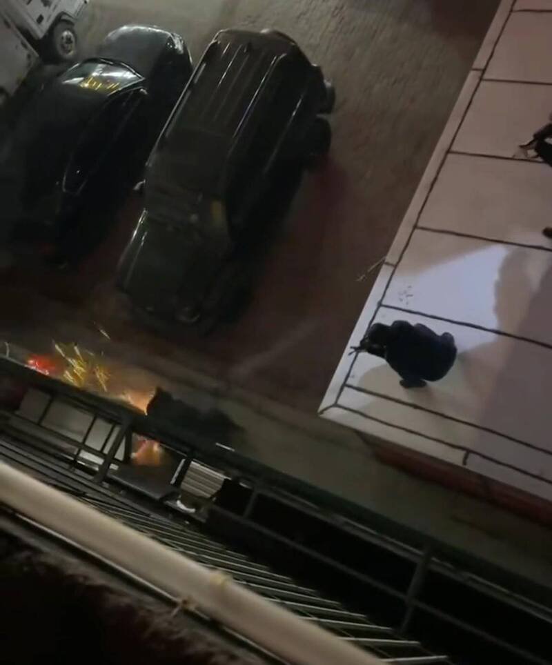 中国黑龙江省宝清县市区街道上惊见1只大黑熊，随后遭警方开枪击毙。（图撷取自极目新闻）