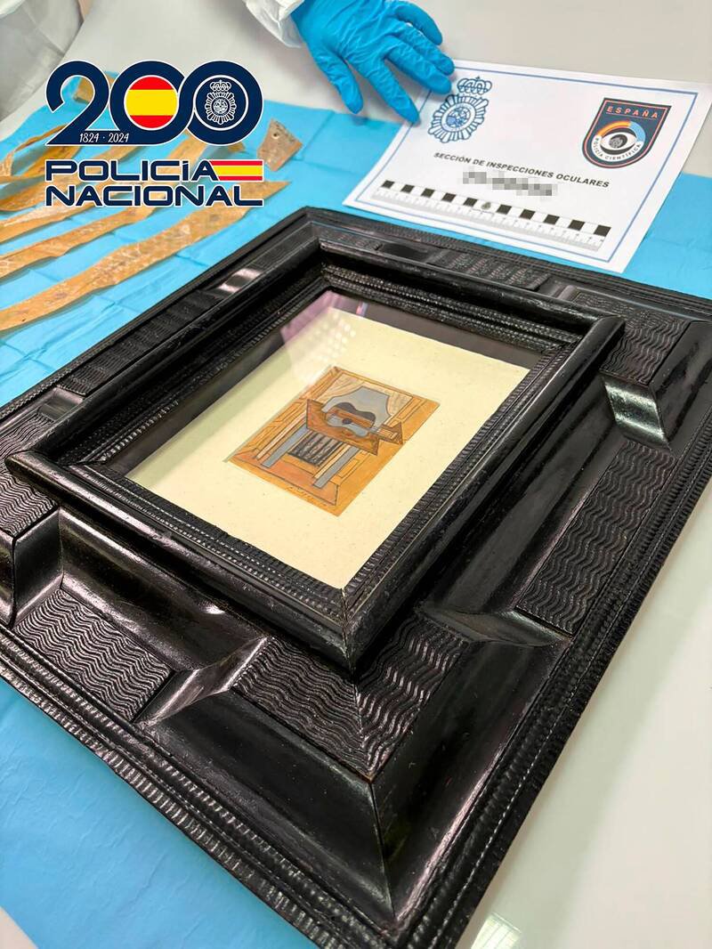 西班牙警方成功寻回毕卡索的画作「吉他静物」。（法新社）