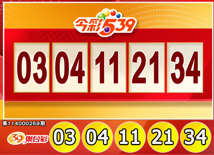 今彩539、39乐合彩开奖号码。（撷取自三立iNEWS《全民i彩券》）