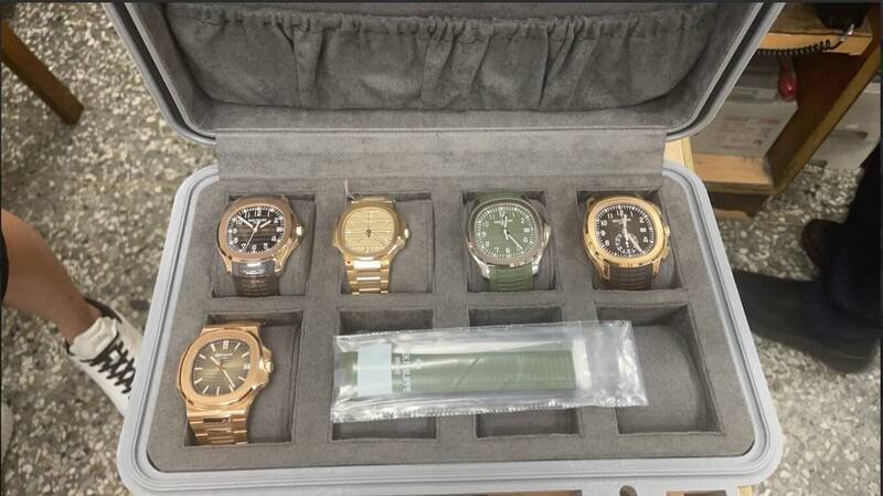强盗集团企图行抢二手百达翡丽「金鹰」、「海底探险」等5支不同款式百万名表，经被害人反击而未遂。（民众提供）