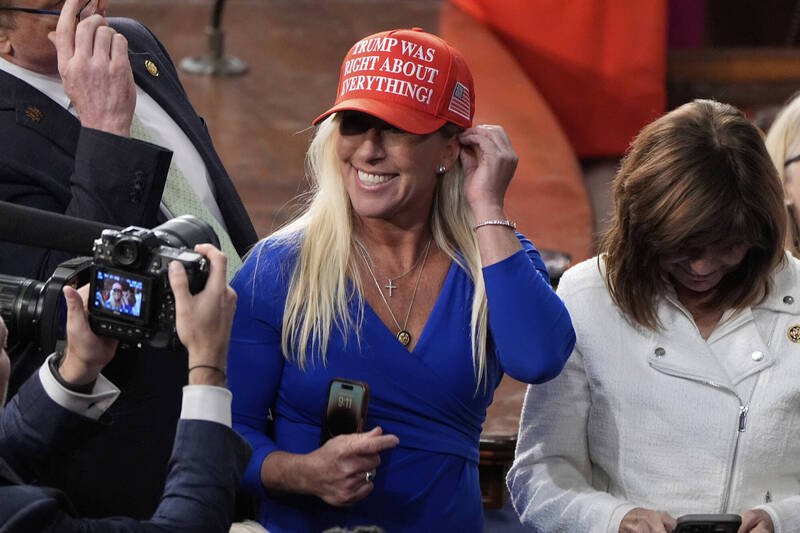 MAGA铁杆支持者、众议员泰勒葛林对总统川普的外交投入颇有微词。（美联社）