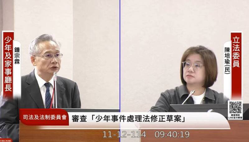 民进党立委陈培瑜质询。（记者杨心慧翻摄）