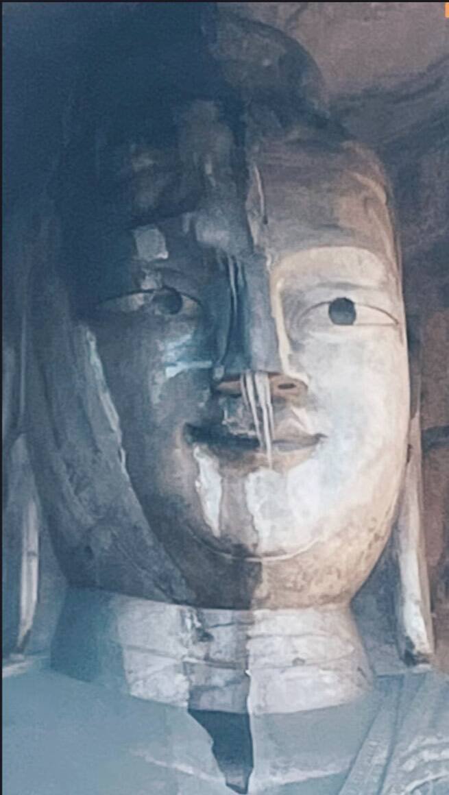 著名景点云冈石窟，近日因一段「大佛流鼻涕」画面在网路爆红。（翻摄自网路）