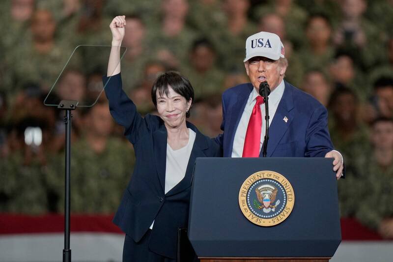 日本首相高市早苗今日（25日）也已经和川普进行对谈，高市早苗表示，此次通话确认了「日美两国的紧密合作关系」。（美联社）