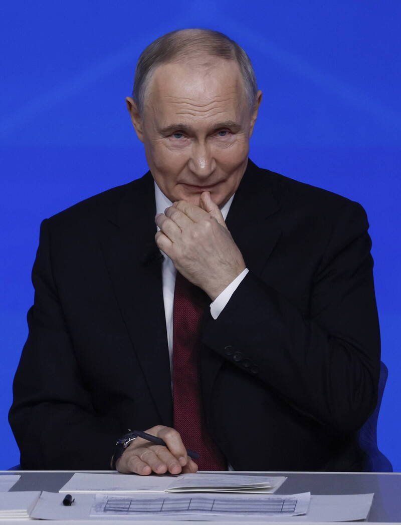 普廷19日举行年终记者会。（欧新社）