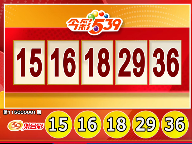 今彩539、39乐合彩开奖号码。（撷取自三立iNEWS《全民i彩券》）