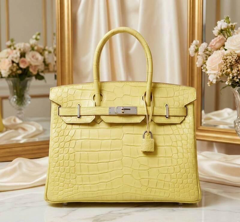 士林分署拍卖太子集团案二手爱马仕铂金包。（记者刘咏韵翻摄）