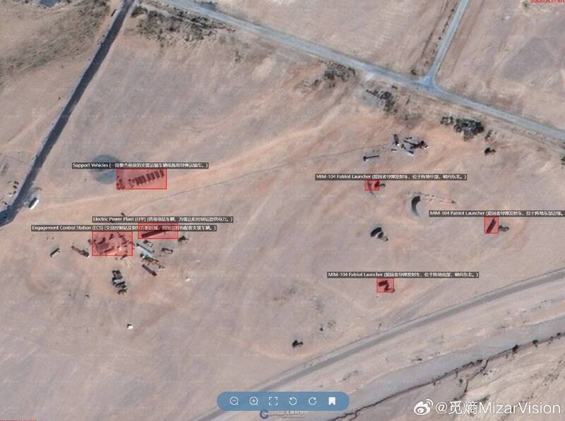 以色列基地旁疑似还部署了爱国者飞弹。（图撷自「@manniefabian」X帐号）