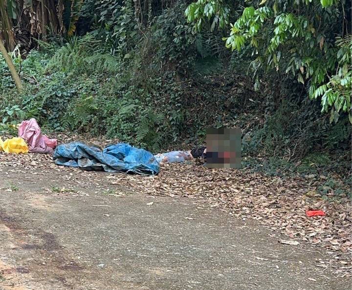 汤男被发现陈尸百果山产业道路旁。（民众提供）