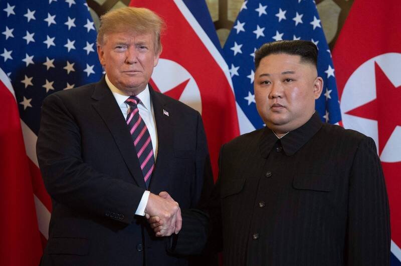 2019年2月27日，美国总统川普与北韩领导人金正恩在越南河内会见。（法新社档案照）